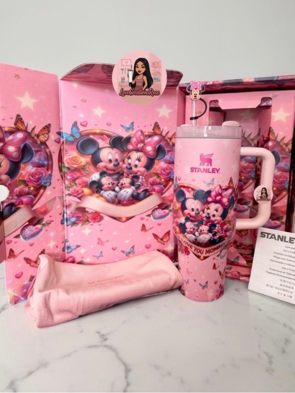 Pink Minnie & Mickey Mothers Day 40 oz Tumbler Handle Tumbler